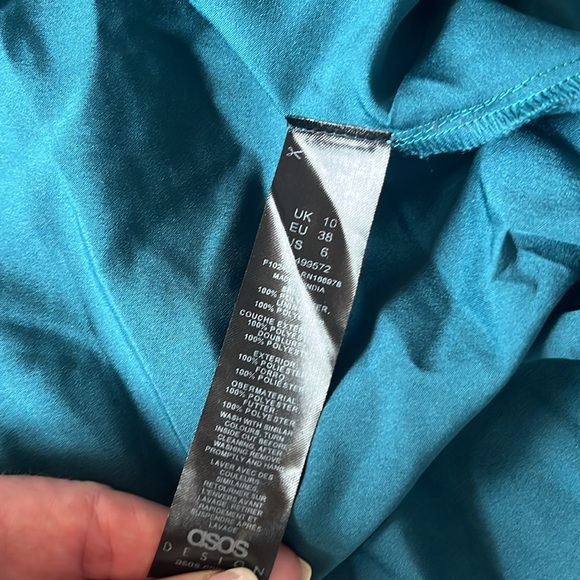 ASOS DESIGN Teal Pleated Textured Chiffon Maxi Dress Size 6 - Picture 12 of 15